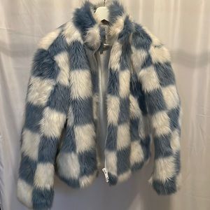 Powder blue checkerboard jacket